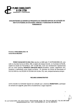 PLINID cAvALcANTI s. cIA LTDA - IF Sert&atilde;o-PE