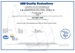 E.R.AMANTINO & CIA LTDA - FILIAL 01 ISO 9001:2008