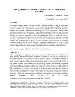 educa&ccedil;&atilde;o f&iacute;sica, gesto e comunica&ccedil;&atilde;o do deficiente auditivo