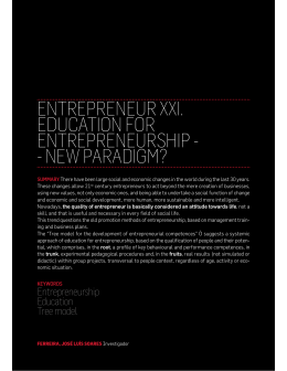entrepreneur xxi. education for entrepreneurship - - new