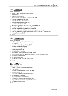 Reuni&otilde;es Comiss&atilde;o Executiva CPP - Comit&eacute; Paral&iacute;mpico de Portugal