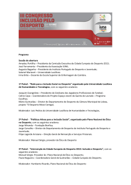 Programa Sess&atilde;o de abertura Amadeu Portilha