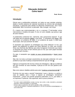 Educa&ccedil;&atilde;o Ambiental Como fazer?