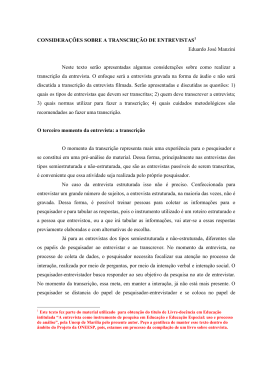 CONSIDERA&Ccedil;&Otilde;ES SOBRE A TRANSCRI&Ccedil;&Atilde;O DE ENTREVISTAS