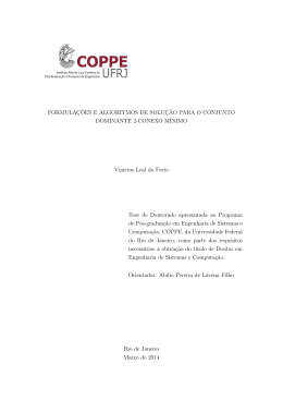 Formula&ccedil;&otilde;es e Algoritmos de Solu&ccedil;&atilde;o para o - PESC