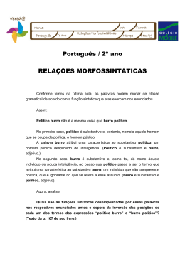Português / 2º ano RELAÇÕES MORFOSSINTÁTICAS
