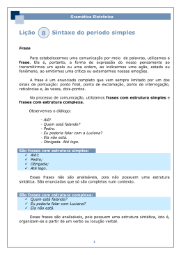 Li&ccedil;&atilde;o Sintaxe do per&iacute;odo simples