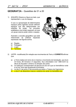 1&ordf; S&eacute;rie &ndash; 2014 GEOGRAFIA - QU&Iacute;MICA GEOGRAFIA &ndash; Quest&otilde;es