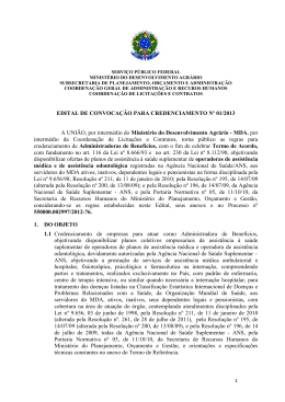 EDITAL DE CONVOCAÇÃO PARA CREDENCIAMENTO Nº 01/2013