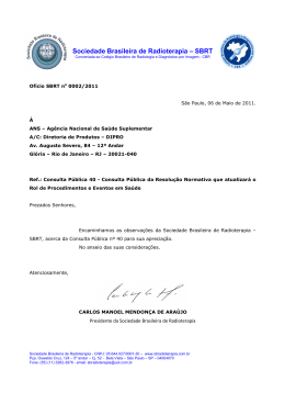 Carta Ofício ANS - Sociedade Brasileira de Radioterapia
