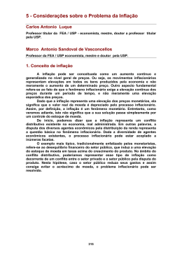 5 - Considera&ccedil;&otilde;es sobre o Problema da Infla&ccedil;&atilde;o