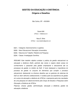 GESTÃO DA EDUCAÇÃO A DISTÂNCIA: Origens e Desafios