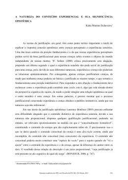 A liga&ccedil;&atilde;o epist&ecirc;mica entre a experi&ecirc;ncia sens&oacute;ria e a cren&ccedil;a, sua