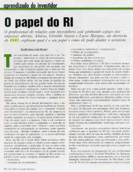 15/07/2005 O papel do RI por Geraldo Soares e Lucio Marques