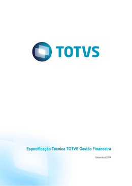 Especifica&ccedil;&atilde;o t&eacute;cnica - TOTVS Gest&atilde;o Financeira 12.1.1