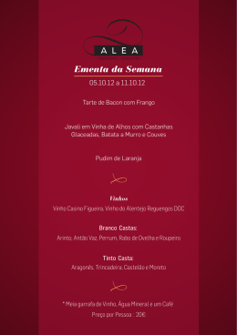 Ementa da Semana - Casino Figueira