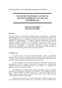 plano de neg&oacute;cios e as novas fontes de riqueza na era