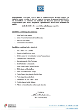 Lista definitiva dos Candidatos admitidos e excluidos 2013 B1