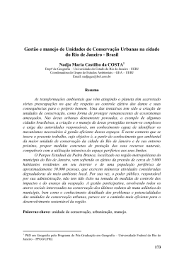 Gest&atilde;o e manejo de unidades de conserva&ccedil;&atilde;o urbana na cidade do