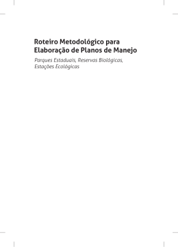 Roteiro Metodológico para Elaboração de Planos de Manejo