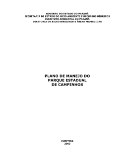 PLANO DE MANEJO DO PARQUE ESTADUAL DE CAMPINHOS