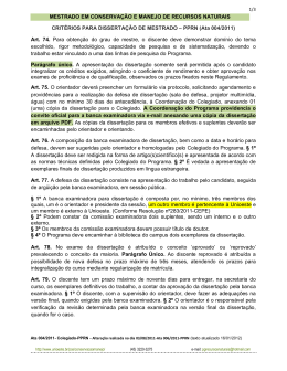 MESTRADO EM CONSERVAÇÃO E MANEJO DE RECURSOS
