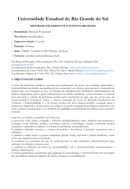 S&iacute;ntese Mestrado Ambiente e Sustentabilidade