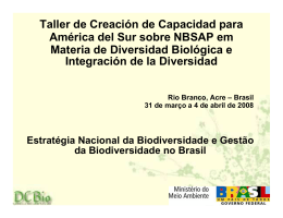 Estrat&eacute;gia Nacional da Biodiversidade e Gest&atilde;o da Biodiversidade