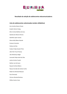 Resultado da seleção de adolescentes educomunicadores Lista de