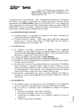 EDITAL DE CONVOCAÇÃO N° CONoo4/2013 PARA