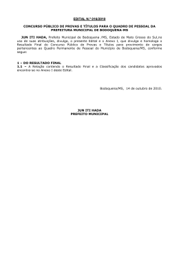 EDITAL N.º 016/2010 - Prefeitura de Bodoquena – MS