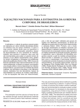 equa&ccedil;&otilde;es nacionais para a estimativa da gordura corporal de