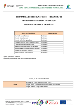 lista dos candidatos excluídos - Agrupamento de Escolas José