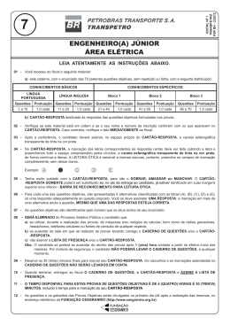 PROVA 7 - ENGENHEIRO(A) J&Uacute;NIOR - &Aacute;REA