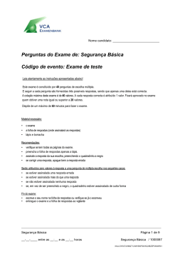 Perguntas do Exame de: Seguran&ccedil;a B&aacute;sica C&oacute;digo de