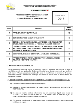 PROCESSO SELETIVO ESPECIALIZA&Ccedil;&Atilde;O COM ENTRADA