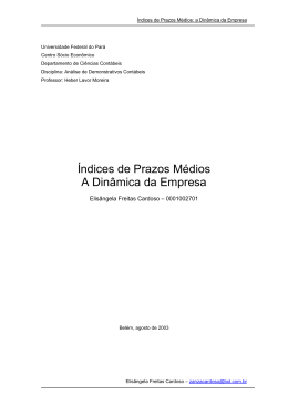 &Iacute;ndices de Prazos M&eacute;dios: A Din&acirc;mica da Empresa