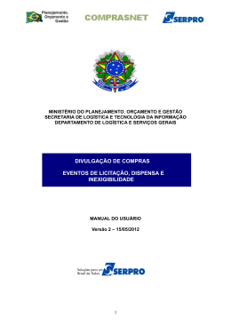 Manual Eventos - Licita&ccedil;&atilde;o, Dispensa e Inexigibilidade