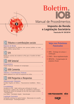 IOB - Imposto de Renda - n&ordm; 29/2014
