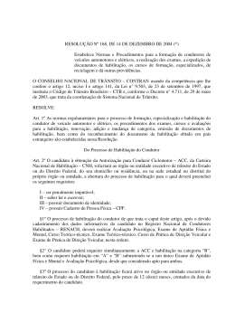 RESOLU&Ccedil;&Atilde;O N&ordm; 168, DE 14 DE DEZEMBRO DE 2004