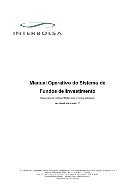 Manual Operativo do Sistema de Fundos de Investimento