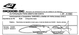 AUTORIZAÇÃO PARA DÉBITO EM CONTA Nº A 1058