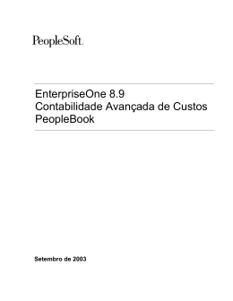EnterpriseOne 8.9 Contabilidade Avan&ccedil;ada de Custos PeopleBook