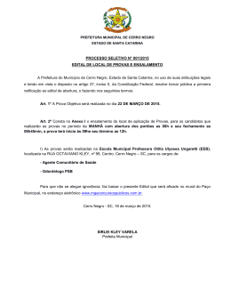 PROCESSO SELETIVO N° 001/2015 EDITAL DE LOCAL DE