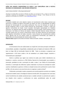A&Ccedil;&Atilde;O DOS AGENTES COMUNIT&Aacute;RIOS DE SA&Uacute;DE E