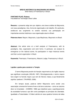 BREVE HIST&Oacute;RICO DA MA&Ccedil;ONARIA NO BRASIL Brief history of