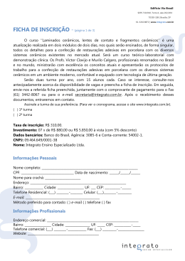 FICHA DE INSCRI&Ccedil;&Atilde;O - Integrato Ensino Especializado