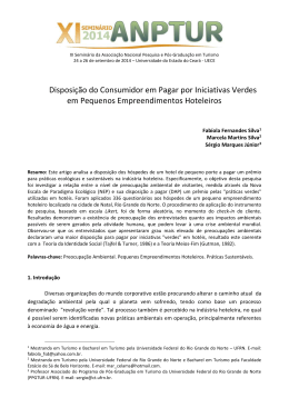 Disposi&ccedil;&atilde;o do Consumidor em Pagar por Iniciativas Verdes