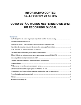 Informativo No 4-2012 Como est&aacute; o Mundo no inicio de 2012