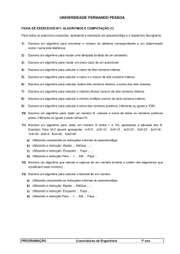 Fichas de Trabalho - Universidade Fernando Pessoa